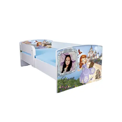 Patut fetite 2-6 ani Personalizat Printesa Sofia 2, Cu Protectie si saltea de 130x60 Cm Ptv2811