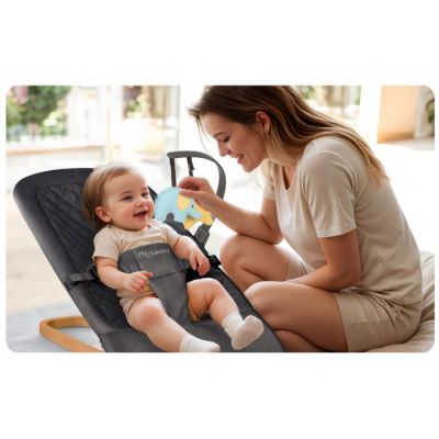 Balansoar pentru copii 2 in 1 cu jucarii, nukido 705202, gri antracit edeedi705202