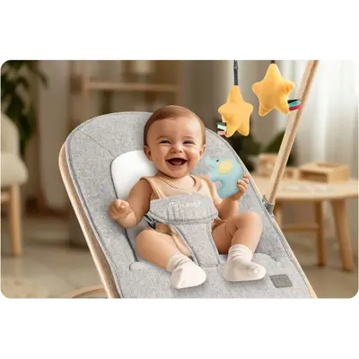 Balansoar pentru copii 2 in 1 cu jucarii, nukido 705300, gri edeedi705300