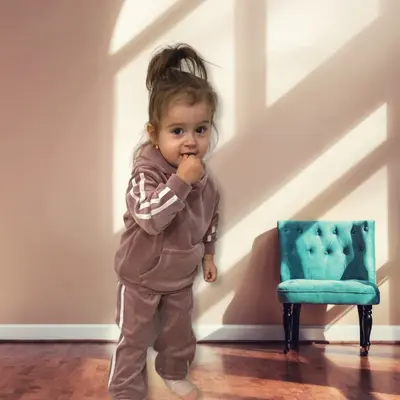 Trening roz pudra din catifea pentru fetite trc2