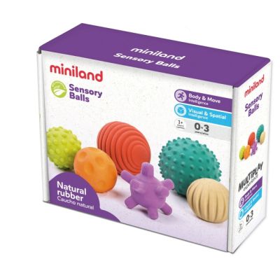 Set 6 mingi senzoriale din cauciuc natural eco pentru bebelusi ml97314