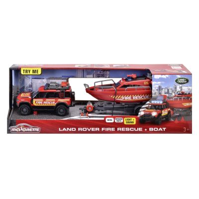 MAJORETTE SET MASINA DE POMPIERI LAND ROVER SI BARCA DE SALVARE VIV213716001038