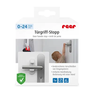 Opritor pentru clanta usii, fara gaurire, alb, REER 70110