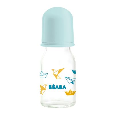 Biberon din sticla Beaba Origami 110 ml Bleu ERFB911610-B