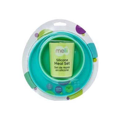 SET 3 RECIPIENTE SILICON HRANA BEBE, MELII, BLUE&LIME&MINT VIVML13600