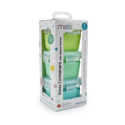 SET 3 RECIPIENTE STICLA 3 160ML CU HUSA ANTIDERAPANTA SILICON MELII BLUE MINT LIME VIVML16951