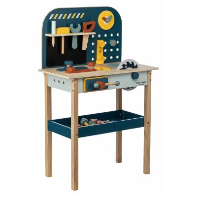 Banc de lucru, Free2Play, My first wooden Work Bench, Cu diverse unelte si accesorii, Pliabil, 55 x 28,5 x 85 cm, 36 luni+, Multicolor BYN85154