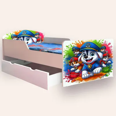 Pat baieti Paw Patrol Varianta 4 Mic 2-8 Ani Cu Sertar Si Saltea Inclusa 140x70 Cmg50494411243860