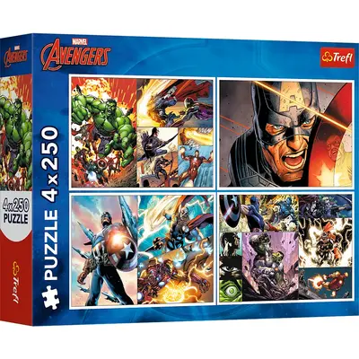 PUZZLE TREFL 4X250 AVENGERS MARVEL ZILE EROICE VIV13309