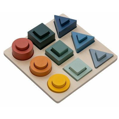 Puzzle copii, Free2Play, Din lemn, Cu sortare forme, Incurajeaza imaginatia, Dezvolta abilitatile motorii fine si coordonarea ochi-mana, 22,2x22,2x4,2 cm, 12 luni+, Multcolor BYN85109