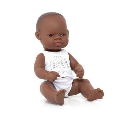 Papusa bebelus educativa 32 cm - baiat african ml31353