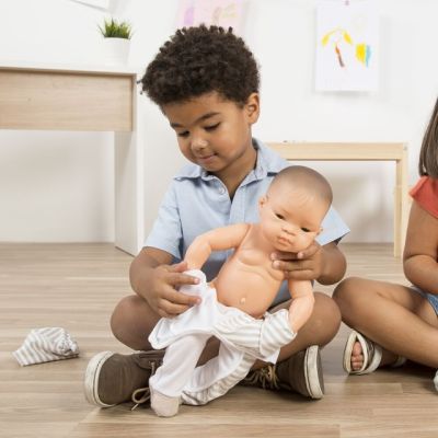 Pijama bej pentru pentru papusa bebelus 40 cm ml31220