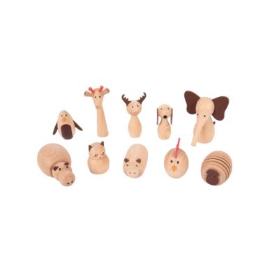Set 10 animale din lemn lumea animalelor tik73472