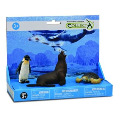 Set de 3 figurine pictate manual foca, pinguin si testoasa col84204lpp