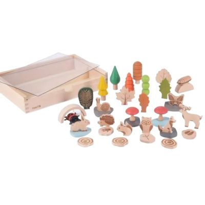 Set de 37 figurine din lemn pentru activitati educative padurea tik73552
