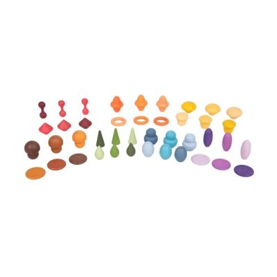 Set de 42 forme din lemn colorate pentru activitati educative comorile padurii tik74051