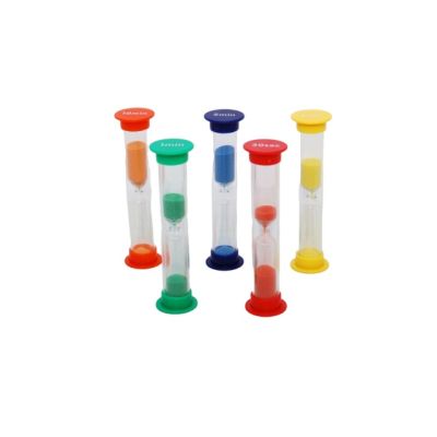 Set de 5 miniclepsidre cu nisip colorat si cronometrare diferita tik92007