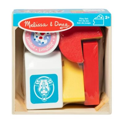 Set de joaca alimente lactate, din lemn, 5 piese, 2 ani+, melissa&doug 95207 md95207
