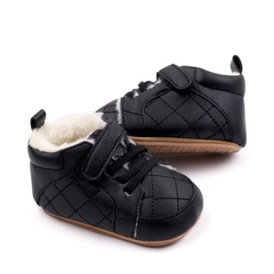 Pantofiori bebelusi negri, cu captuseala pufoasa si design matlasat ambmb3164-2-p29