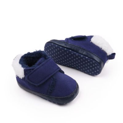 Pantofiori pentru bebelusi, albastri, cu captuseala pufoasa si inchidere velcro ambhx3165-2-va5
