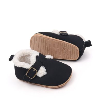 Pantofiori pentru bebelusi, negri, cu captuseala pufoasa chbmb4028-2-va5