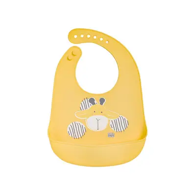 Baveta Din Silicon Cu Buzunar, Ajustabila, Yum! Bib - Yellow Jiraffe Pjb16614