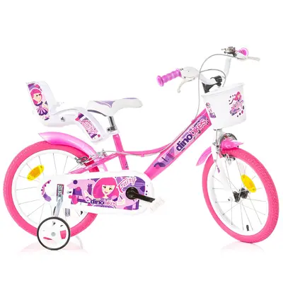 Bicicleta pentru copii Fairy DB-164RSN-09FY Dino Bikes, 16 inch, culoare roz cu alb SUPDB-164RSN-09FY