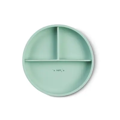 Farfurie Diversificare Divizata Din Silicon Alimentar Cu Ventuza, Anti-alunecare, Saro Nature -  , &oelig;food  Fun,   Mint Pjb17621