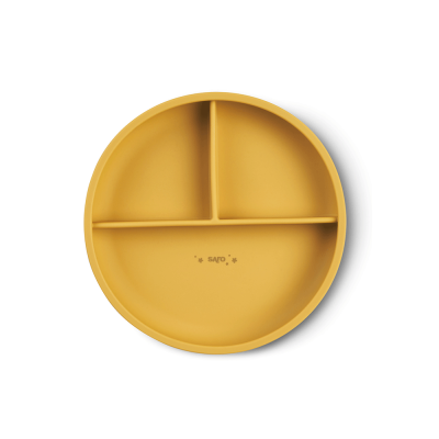 Farfurie Diversificare Divizata Din Silicon Alimentar Cu Ventuza, Anti-alunecare, Saro Nature -  , œfood  Fun,   Mustard Pjb17622