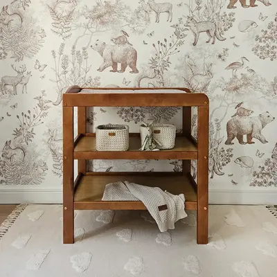 Masa Infasat Pentru Bebelusi, Lemn Masiv, Noble Vintage, Cu 2 Rafturi De Depozitare Inalte Pjb270125