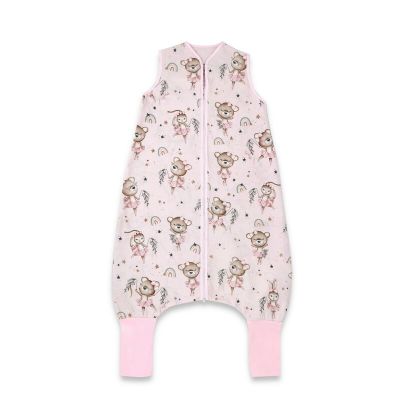 Sac de dormit, MimiNu, Cu picioruse, De iarna, Din bumbac certificat Oeko Tex Standard 100, Cu fermoar pe mijloc, 103 cm, 2-6 ani, 2.5 Tog, Design, Little Ballerina Pink BYN6426972026956