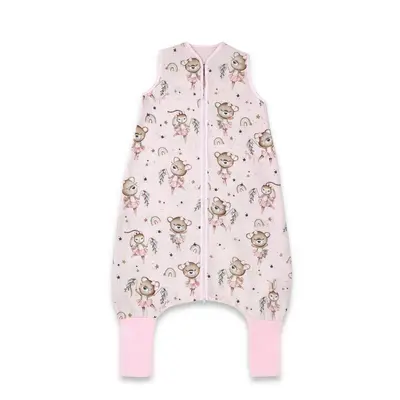 Sac de dormit, MimiNu, Cu picioruse, De iarna, Din bumbac certificat Oeko Tex Standard 100, Cu fermoar pe mijloc, 103 cm, 2-6 ani, 2.5 Tog, Design, Little Ballerina Pink BYN6426972026956