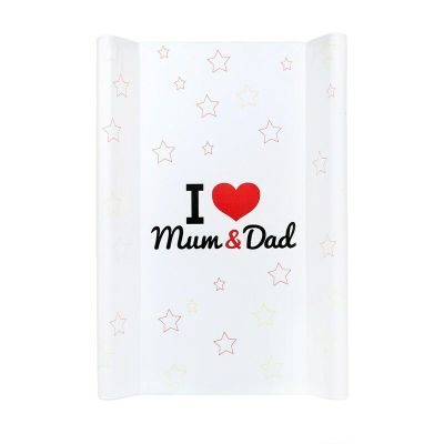 Saltea de infasat, New Baby, I love mum and dad, 50x70, Din material plastic rezistent la apa, Fara substante nocive, 0 luni+, White BYN28787