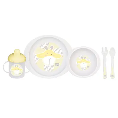 Set Complet De Masa, 5 Piese,   Giraffe Party,   Mustard Pjb52824