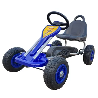 Kart cu pedale pentru copii A05 Kidscare, culoare albastru, frana de mana, pentru 3-6 ani, roti gonflabile SUPKC_A05_Blue