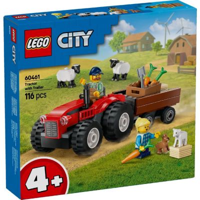 LEGO CITY TRACTOR DE FERMA ROSU CU REMORCA SI OI 60461 VIVLEGO60461