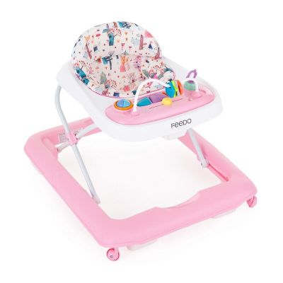 Premergator, Feedo, Pliabil, Cu panou de joaca inclus, Cu inaltime reglabila in 3 pozitii, Cu sistem de franare, Dezvolta abilitatile motorii si senzoriale, Greutate maxima suportata 12 kg, 6 luni+, Red BYN224202