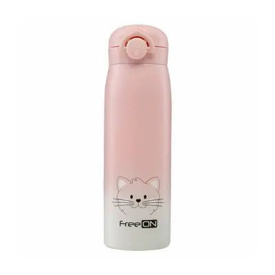 Termos lichide, FreeON, Din otel inoxidabil, Cu mentinere de temperatura de pana la 12 ore, 480 ml, Pink BYN380692