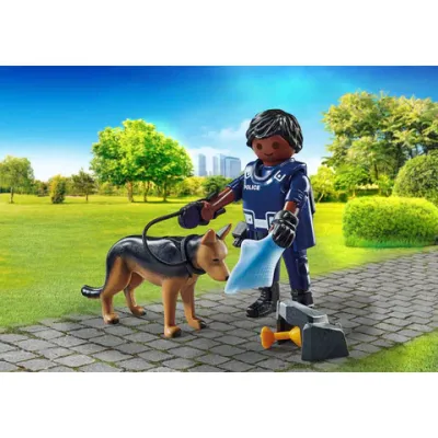 Playmobil - Figurina Politist Cu Catel ARTPM71162
