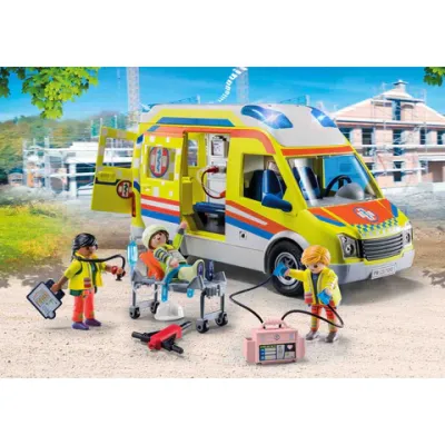 Playmobil - Ambulanta Galbena Cu Lumini Si Sunete ARTPM71202