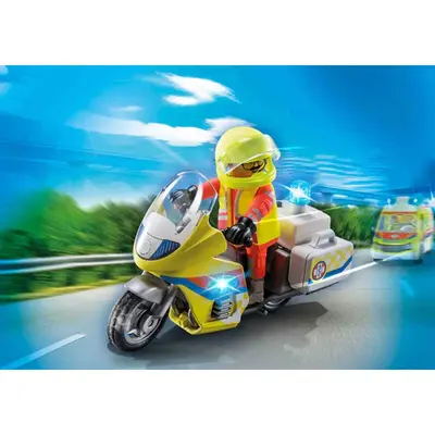Playmobil - Motocicleta Galbena Cu Lumini ARTPM71205