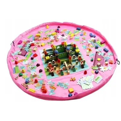 Covoras de joaca si saculet de jucarii 2 in 1 - Roz JEMdrl_covroz