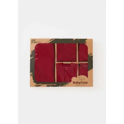Set de 10 piese pentru nou nascut - 100% bumbac organic - Rosu, BabyCosy JEMBC-CSY5111