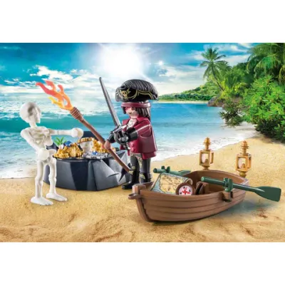Playmobil - Set Pirat Si Barca Cu Vasle ARTPM71254