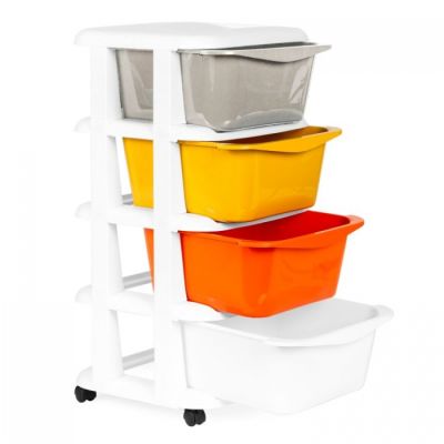 Raft pe roti cu 4 compartimente pentru depozitarea jucariilor modernhome - multicolor edeedipjjcbs0012-04a