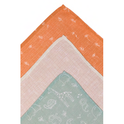 Scutece din muselina, 3/set, 75x75cm, cu design Fillikid