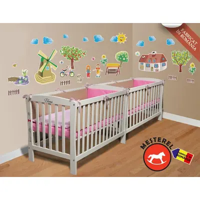 Pat pentru gemeni pe lung potrivit de la 0 la 4 ani  Mos Ene - MES040