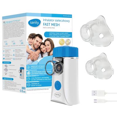 Aparat aerosoli Sanity Fast Mesh, pentru copii si adulti, portabil, capacitate cupa 10 ml, cablu... BITsanityfastmesh