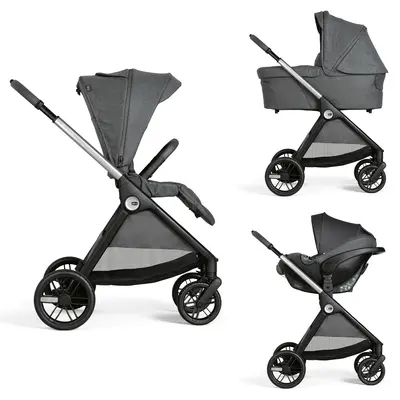 Carucior copii 3 in 1 Chicco Bellagio, Black Satin (gri inchis), 0luni+ CHC8713645+8713745+8714645-8