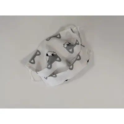 Masca textila cu pliuri, reutilizabila, 2 straturi, alb cu vulpite CHCKFM001_NISSA_ALB CU VULPITE